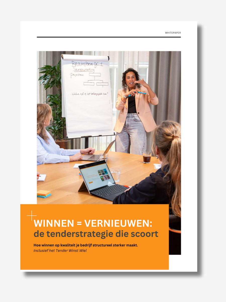 Whitepaper Winnen = Vernieuwen: de tenderstrategie die scoort Winnen = Vernieuwen: de tenderstrategie die scoort, met het Tender Winst Wiel en zes spaken.