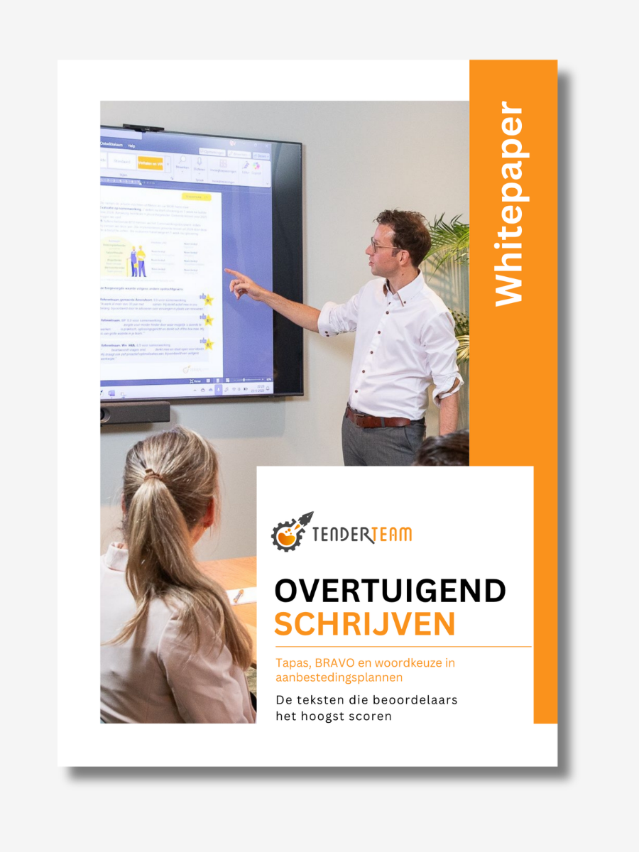 Overtuigend schrijven in aanbestedingen met tapas-schrijven, de BRAVO-structuur en scherpe woordkeuze.