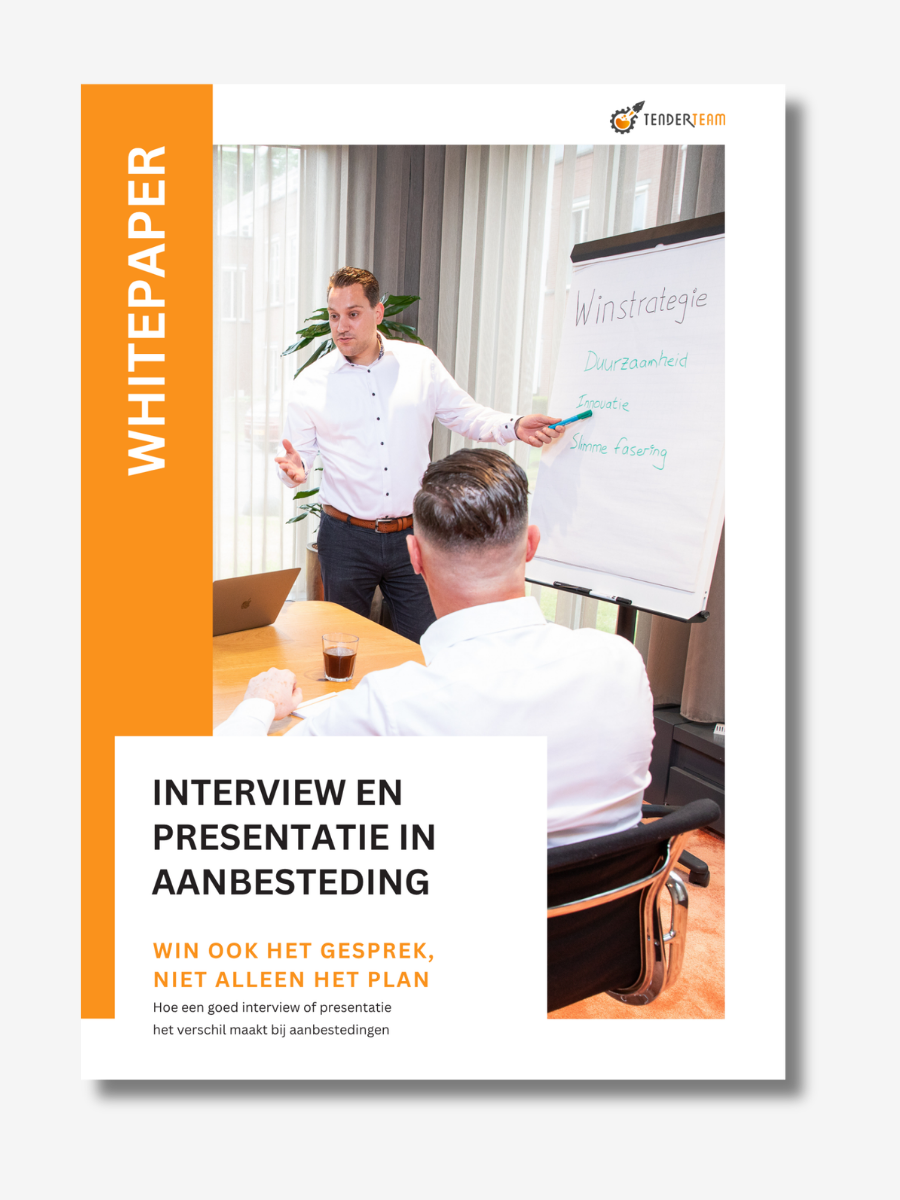 Het aanbestedingsinterview winnen: inhoudelijk scherp en overtuigend gebracht, voorbereid met dry-runs.